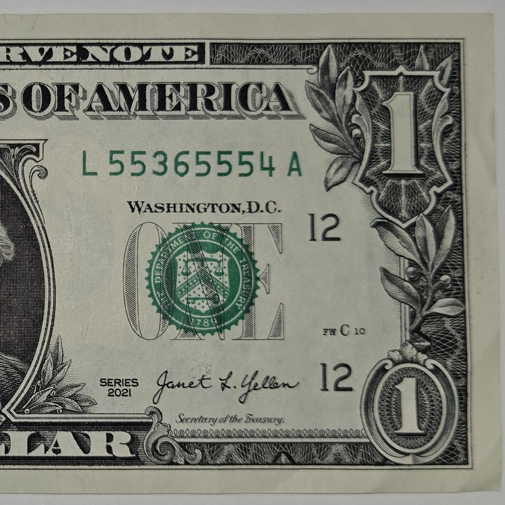 5 of-a-kind 2021 One Dollar Bill Fancy SN L55365554A San Francisco (B315)